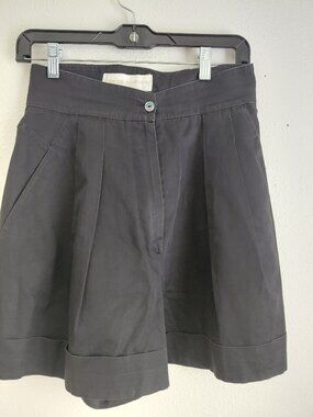 Vintage Claude Montana Black High Waisted Cotton Shorts Broken Zipper